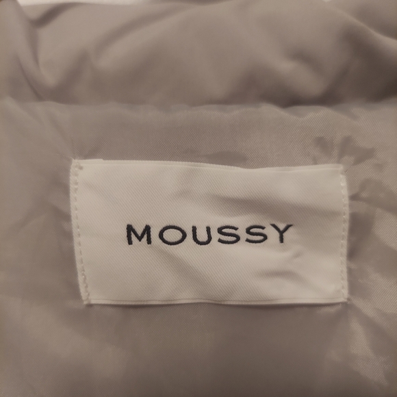 💥$120💥MOUSSY Shawl Collar Winter Coat Jacket Down Feather Puffer Jacket Gray S - Picture 8 of 10